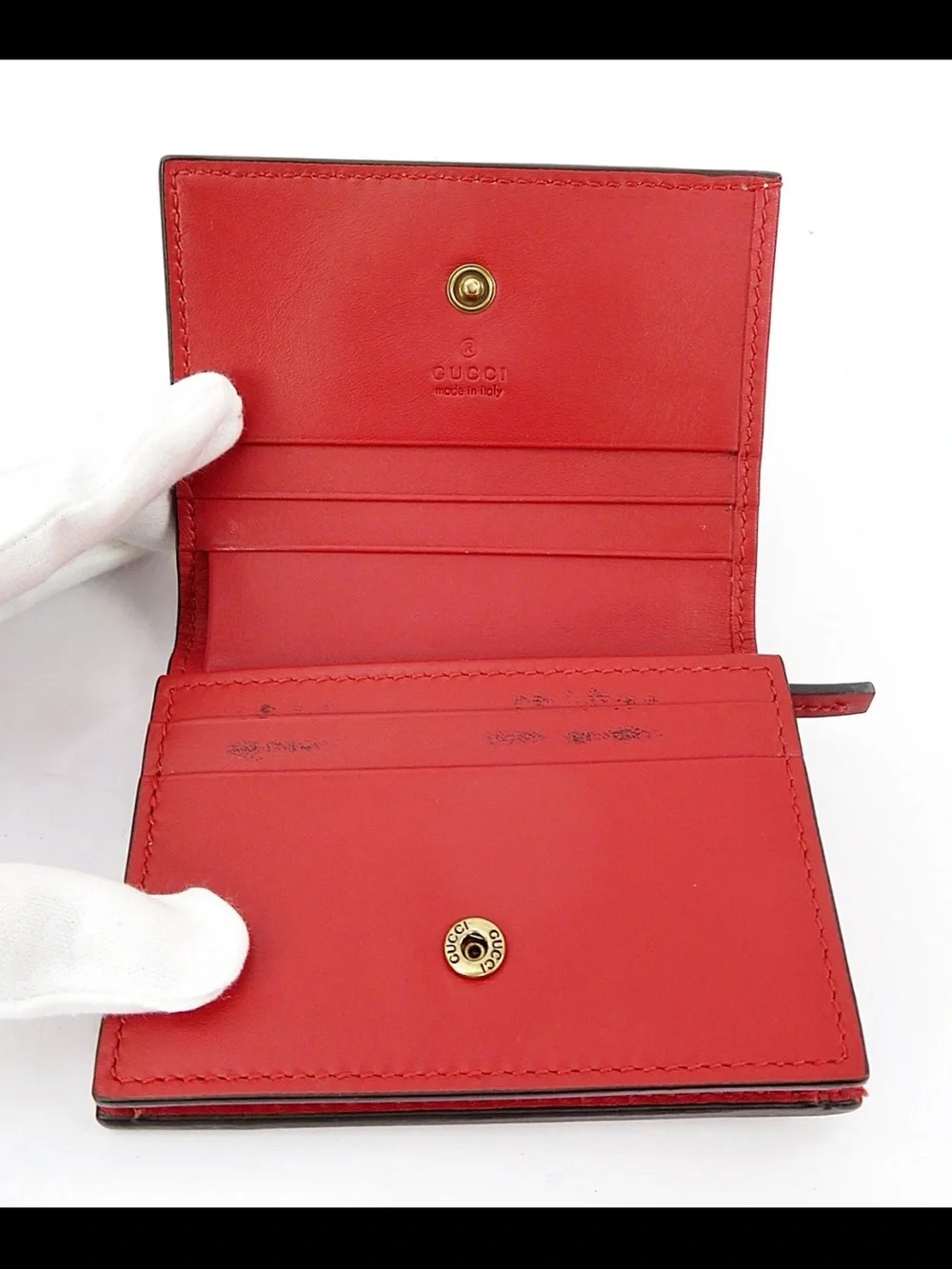 Gucci Beige GG Supreme Cherry Appliqué Wallet